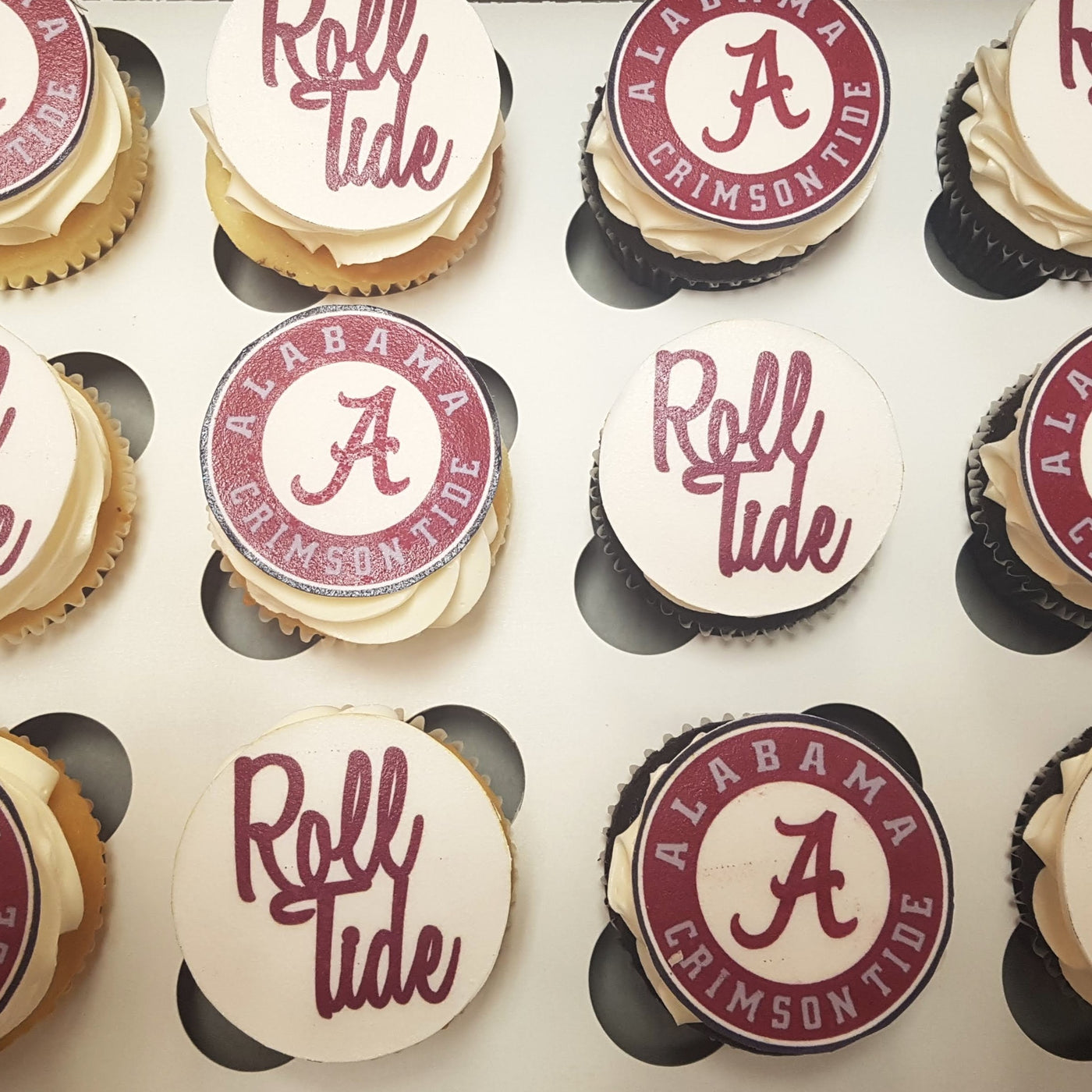 alabama cupcakes, grad party, graduation, crimson tide