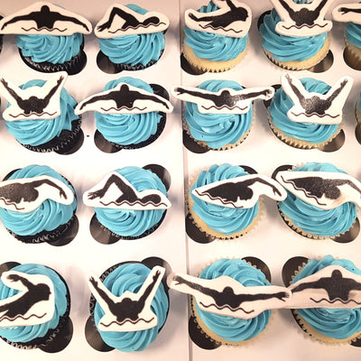 swimming cupcakes, olympics party, swimmer, sports cupcakes