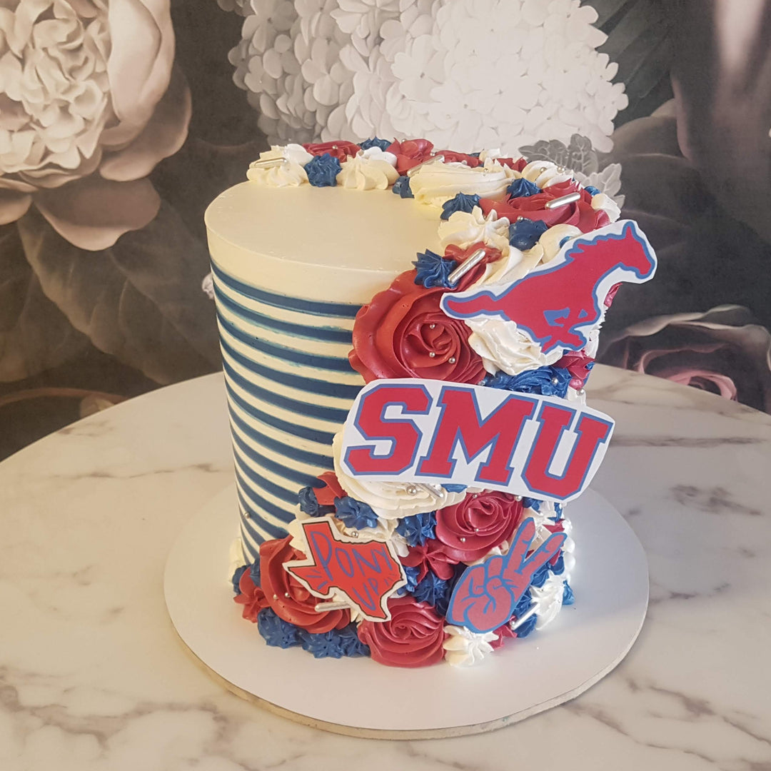 gorgeous grad cake, with grad colors and logos, bishop gorman graducation, faith lutheran graducation, summerlin las vegas graduation cakes