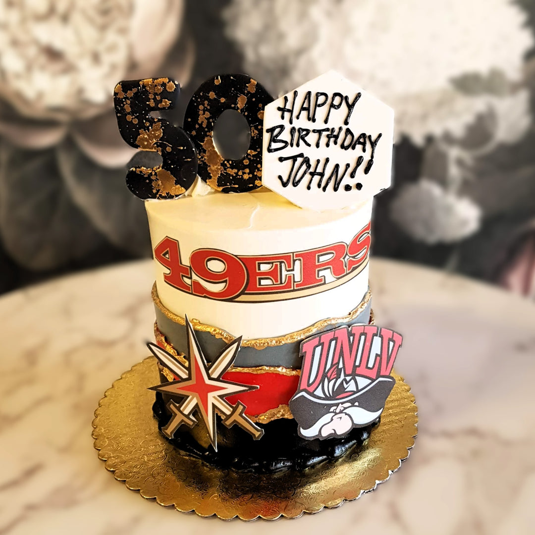 Football, Sports cake, 49ers cake delivery vegas, bakery near me, cake for men, Superbowl, touchdown, mens birthday