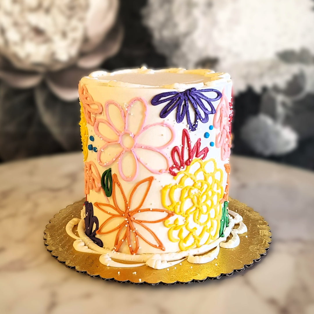 Spring themed cake, pastel floral cake, cake for girls, cake for easter, floral cake, cake delivery vegas, bakery near me, April birthday, March birthday, Aries cake, Taurus birthday, old lady cake, 50s women, 60th birthday, 65th birthday, mom's birthday