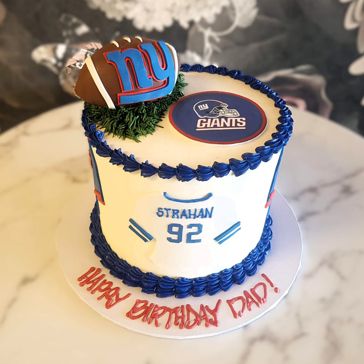 Football, Sports cake, cake delivery vegas, bakery near me, cake for men, Superbowl, touchdown, mens birthday, Strahan, Giants football