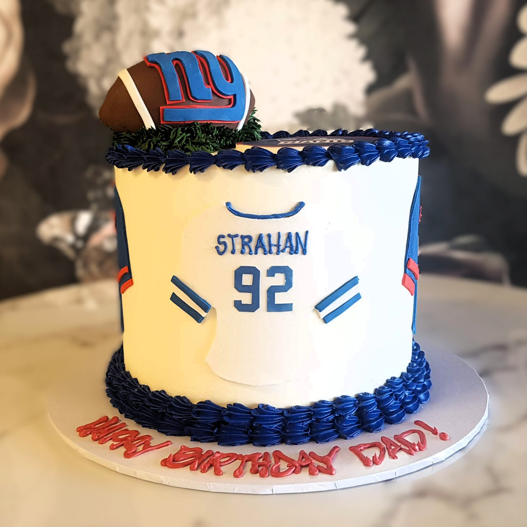 Football, Sports cake, cake delivery vegas, bakery near me, cake for men, Superbowl, touchdown, mens birthday, Strahan, Giants football
