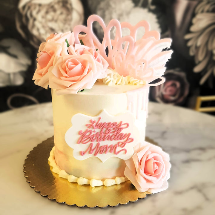cake for girls, blush pink cake, cake delivery vegas, bakery near me, luxury cake, old lady cake, 50s women, 60th birthday, 65th birthday, mom's birthday, Mother's Day, girls cake, debut, lady's party