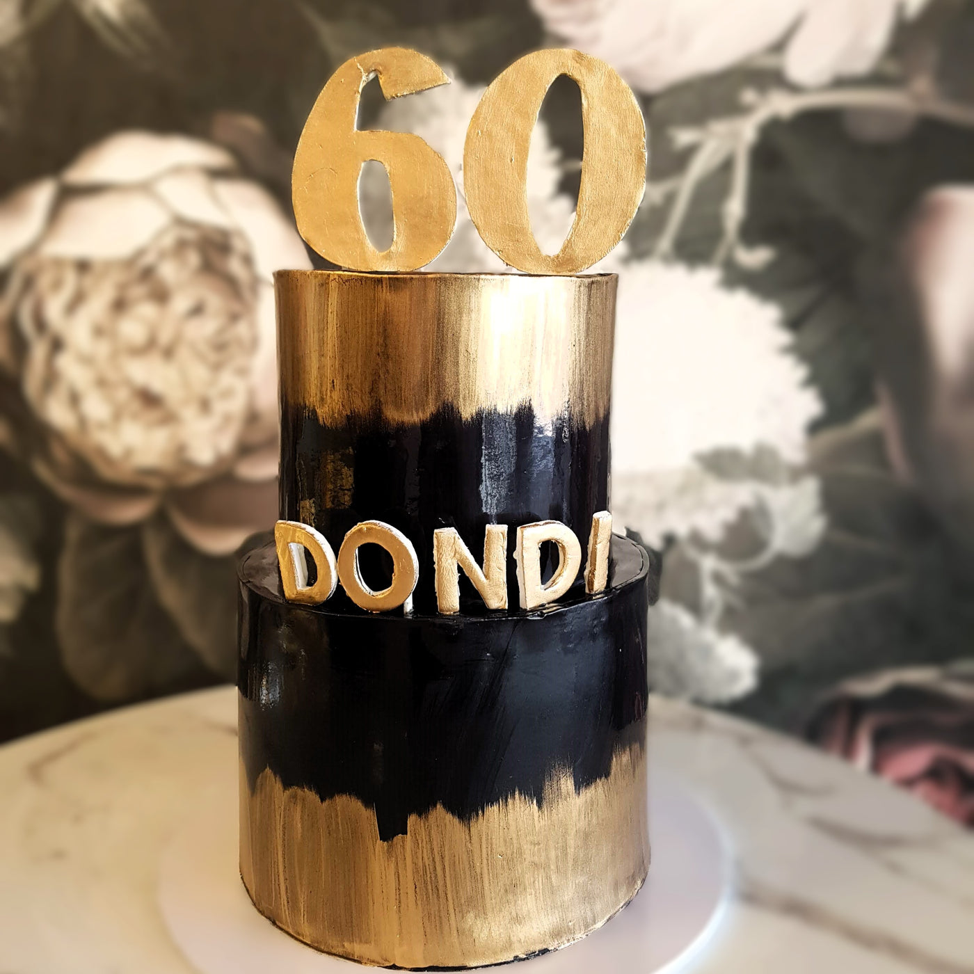Black and gold cake, 60th birthday, mens cake, mens luxurious cake, mens classic cake, mens celebration, bakery near me, best cake las vegas