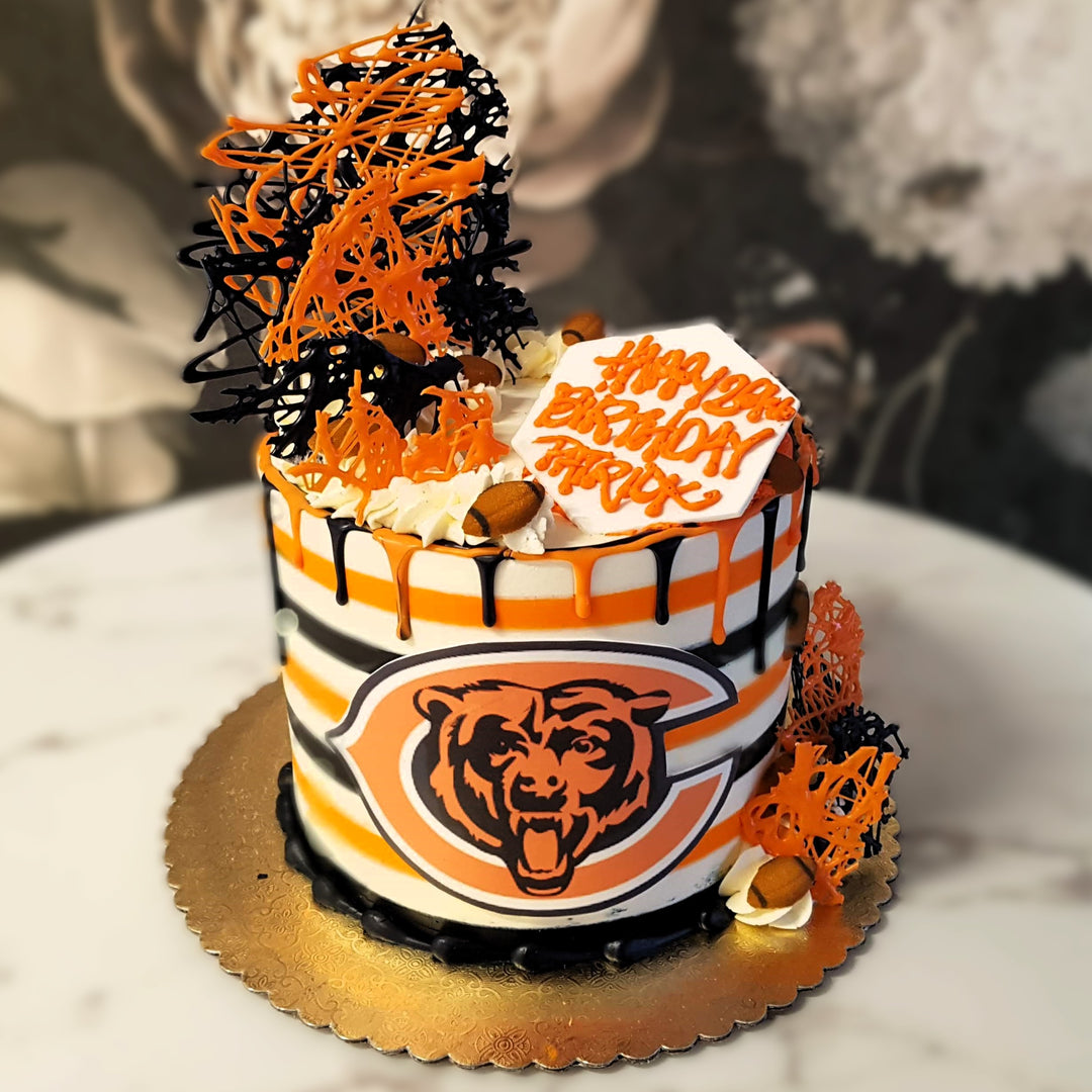 Chicago bears, football cake, sports, hobbies, mens cake, bakery vegas, superbowl
