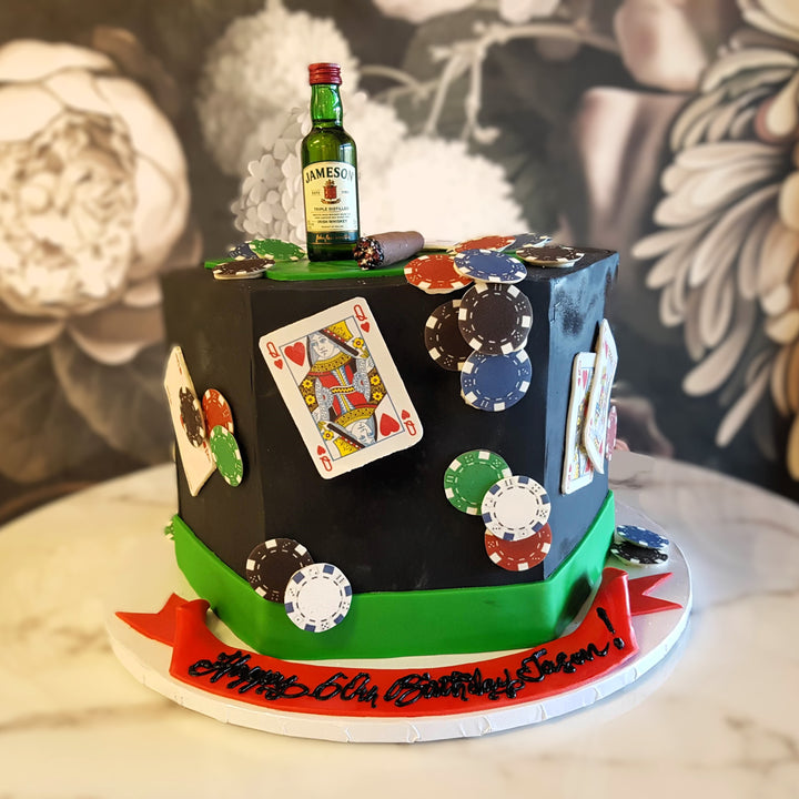 Mens cake, vodka, poker, jameson whiskey, luxury cake, party cake, cake delivery vegas, casino