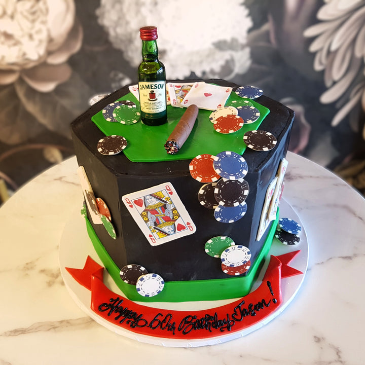 Mens cake, vodka, poker, jameson whiskey, luxury cake, party cake, cake delivery vegas, casino