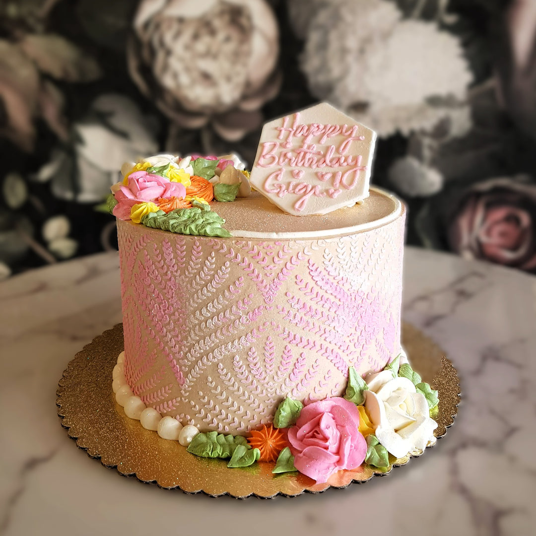 lace cake, patterned cake, cake for girls, pink cake, cake for ladies, cake delivery vegas, bakery near me, classic cake, cake for mom, cake for girlfriend, mom's birthday, celebration cake