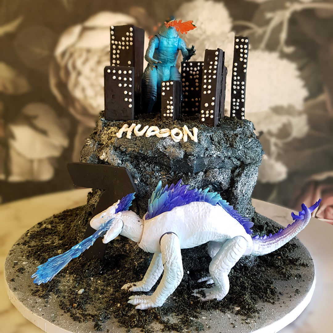 Godzilla Cake, Monster Cake, Cake delivery vegas, kids cake, boys cake, 12 year old birthday cake, boy party theme, Godzilla party, 