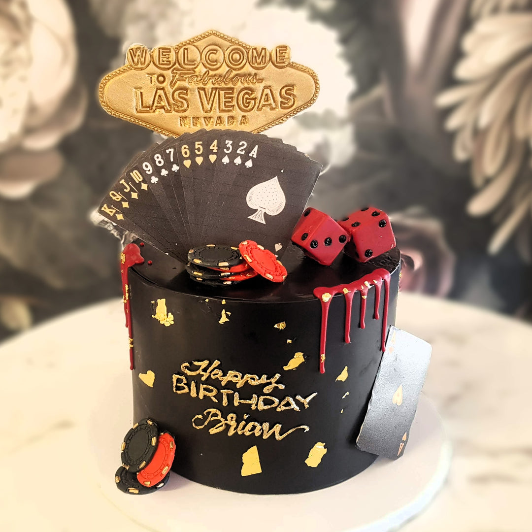 Casino themed cake, cards, poker chips, bet, cool cakes, mens birthday, bakery vegas, cake delivery, las vegas cake