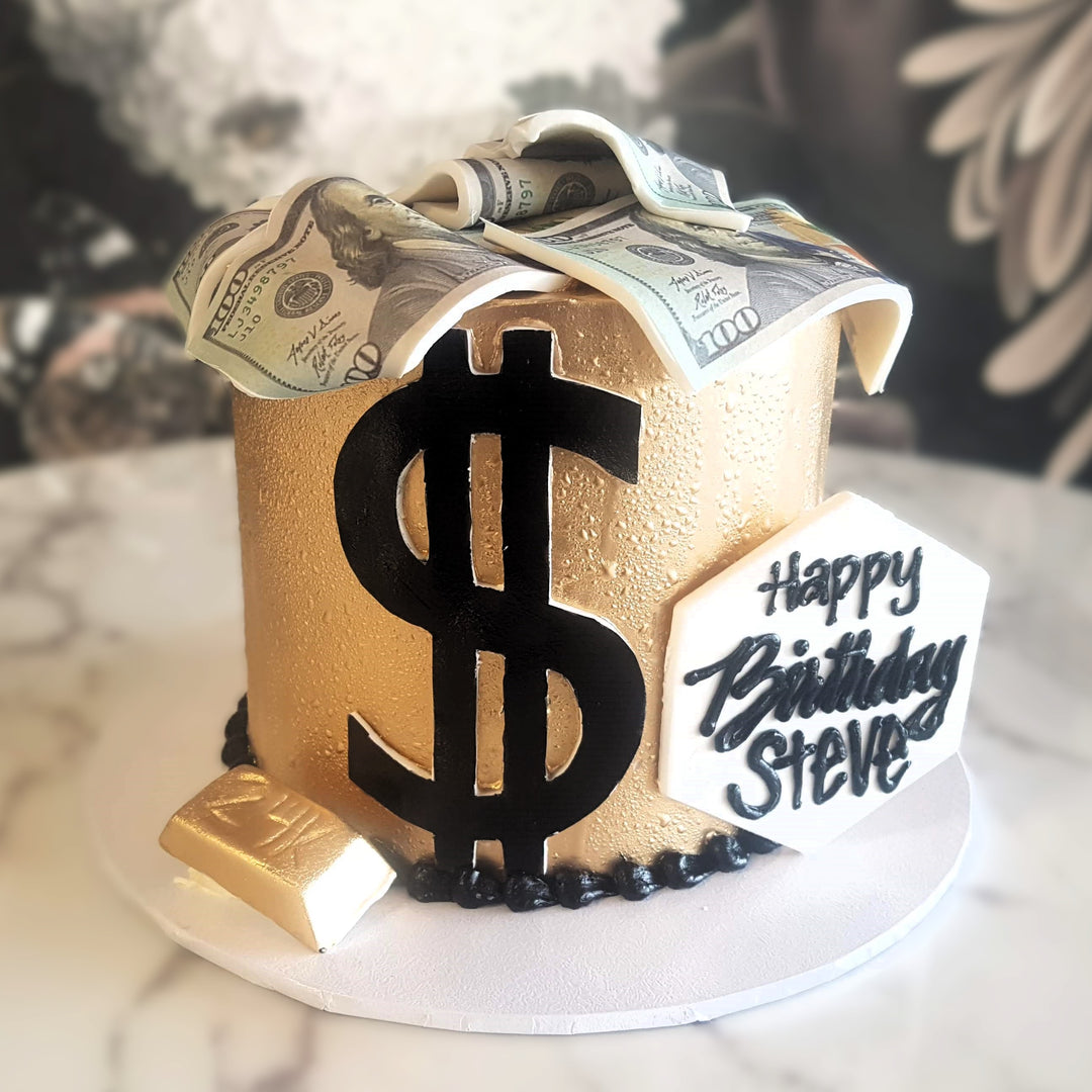 Money-themed cake, Mens cool cake, mens cake, mens luxurious cake, mens classic cake, mens celebration, bakery near me, best cake las vegas