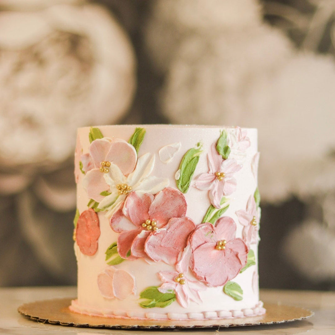 beautiful cake, las vegas, vegas bakery, best geas cake, floral pallet painting, luxury bakery, high end bakery, elite bakery