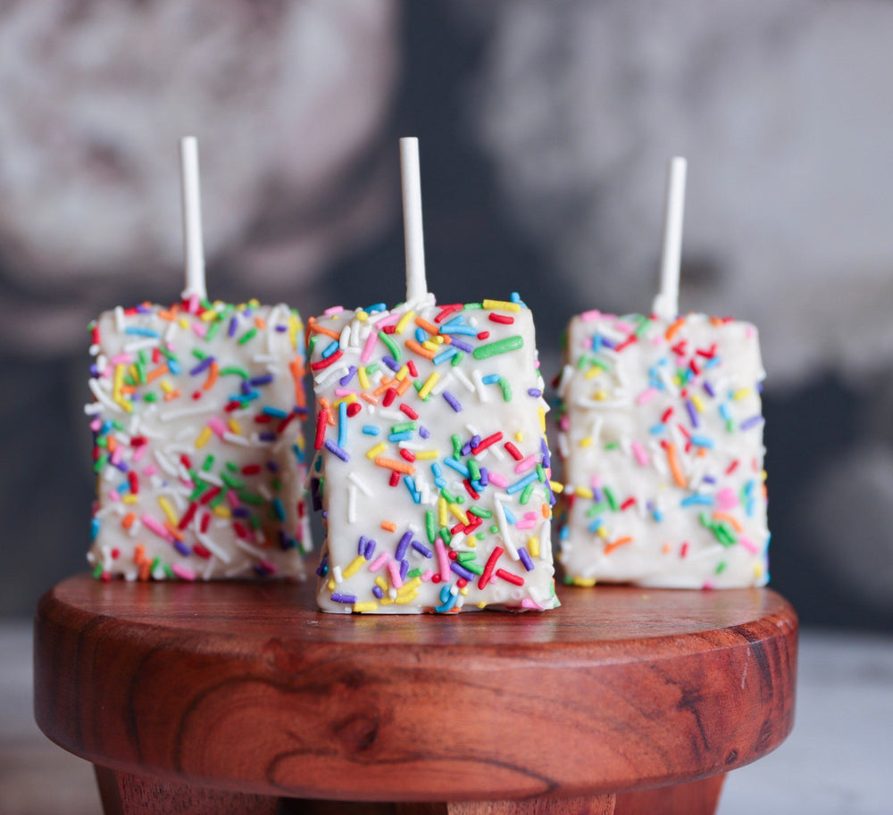 chocolate covered rice krispie treats, gift to neighbor, bring to funeral, birthday, anniversary, work anniversary. 10 year anniversary, 1 year anniversary