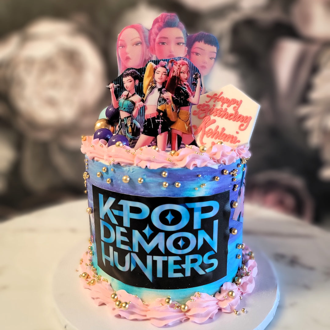 Demon Hunter, anime cake, cakes for kids, teens favorite, kpop, fictional character, cake delivery vegas, kpop demon hunter