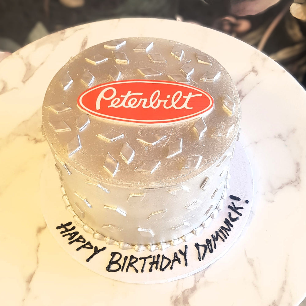 Truck, Peterbilt, cool cakes, mens birthday, bakery vegas, cake delivery, hobbies, silver cake
