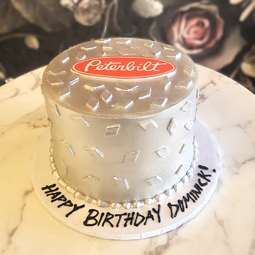 Truck, Peterbilt, cool cakes, mens birthday, bakery vegas, cake delivery, hobbies, silver cake