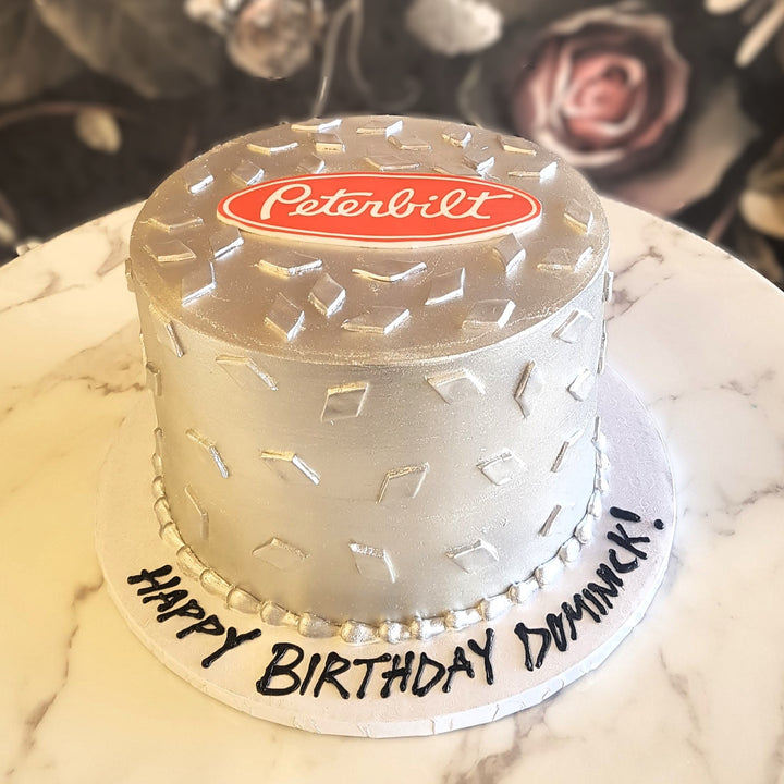 Truck, Peterbilt, cool cakes, mens birthday, bakery vegas, cake delivery, hobbies, silver cake