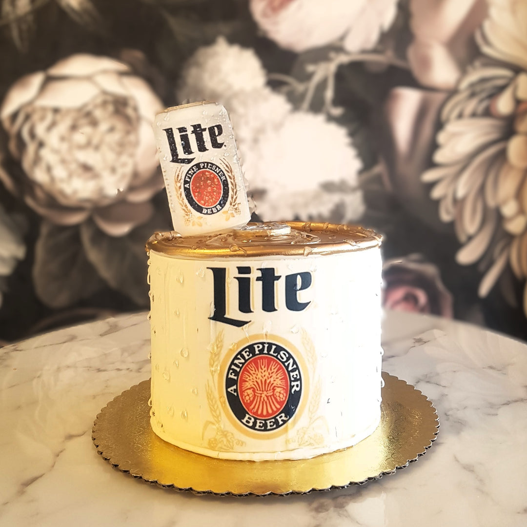 Cool mens cake, mens birthday, beer party, cake delivery vegas, dads cake, mens celebration, brew barrel, beer cake, miller lite