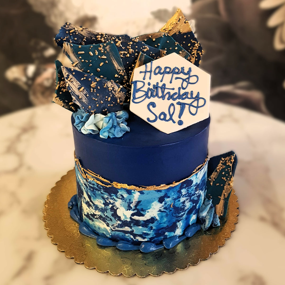 Mens cake, Mens birthday, Mens Luxury Cake, Best cake vegas, Cake delivery Vegas, Bakery near me, Celestial cake, Galaxy, Blue and gold cake