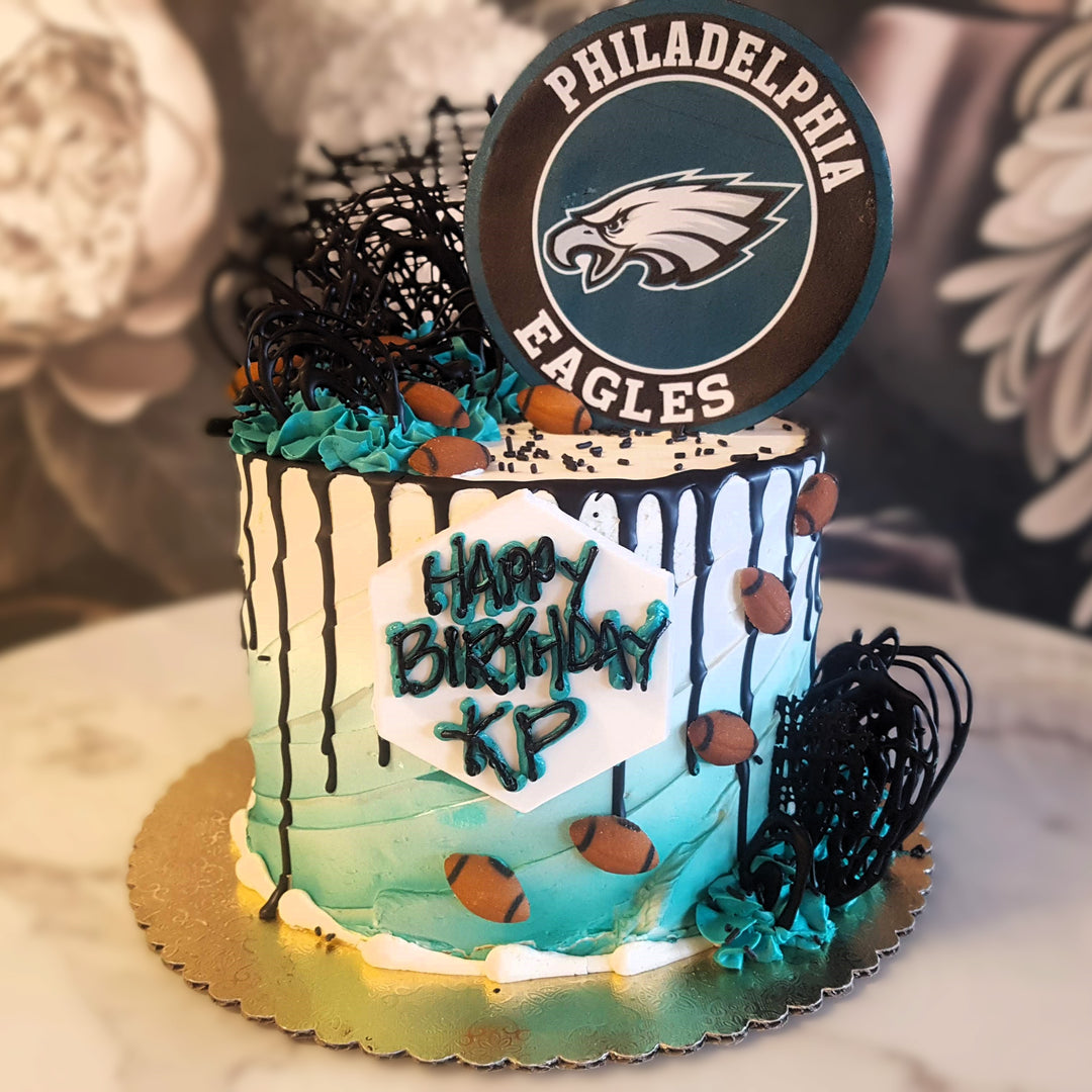 Philadelphia Eagles, football cake, sports, hobbies, mens cake, bakery vegas, superbowl