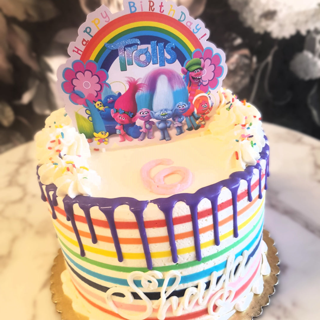 Rainbow Drip Cake, Trolls Cake, Colorful cake, Cake for kids, Kids favorite cake, bakery near me, best cakes vegas