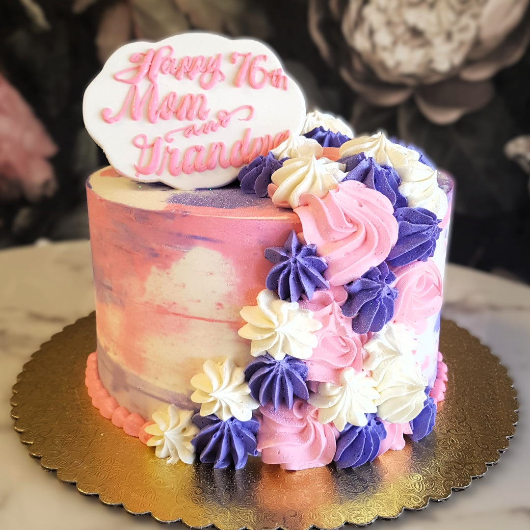 pastel floral cake, cake for girls, cake for easter, floral cake, cake delivery vegas, bakery near me, April birthday, March birthday, Aries cake, Taurus birthday, old lady cake, 50s women, 60th birthday, 65th birthday, mom's birthday