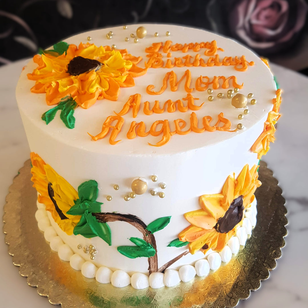 floral cake, cake for girls, sunflower cake, cake for ladies, cake delivery vegas, bakery near me, classic cake, cake for mom, cake for girlfriend, mom's birthday 