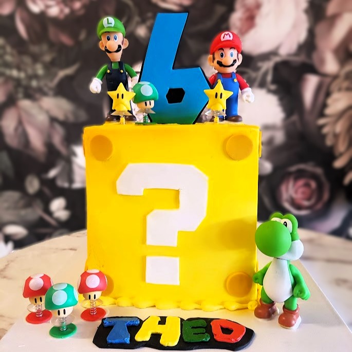 Super Mario Question Mark Cake, Mario Bro's Collection, Bakery Near Me, Best Cake Vegas