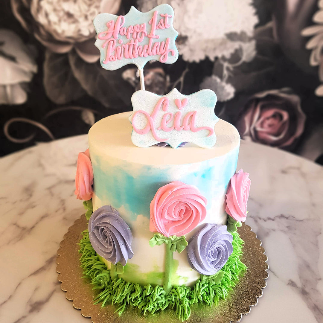Baby milestones, Baby shower, Baby cake vegas, Bakery near me, Cake Delivery Las Vegas, Kids Party, Kids Celebration, kids cake, 1st birthday, Baby homecoming, Baby girls cake, Birthday Cake for baby, Baby girl party, floral baby cake, garden-themed cake