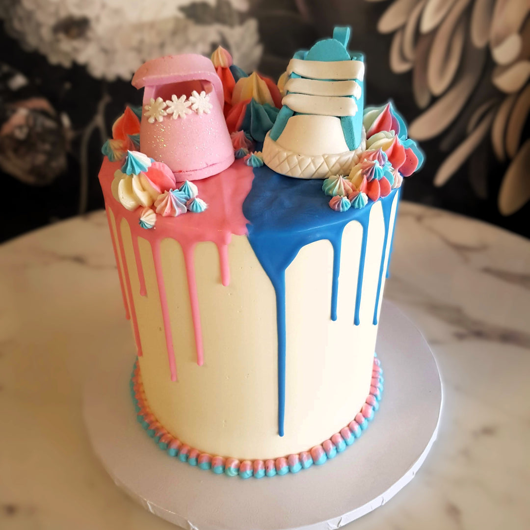 Gender reveal cake, Baby shower, Pink and blue, Baby cake vegas, Bakery near me, Cake Delivery Las Vegas