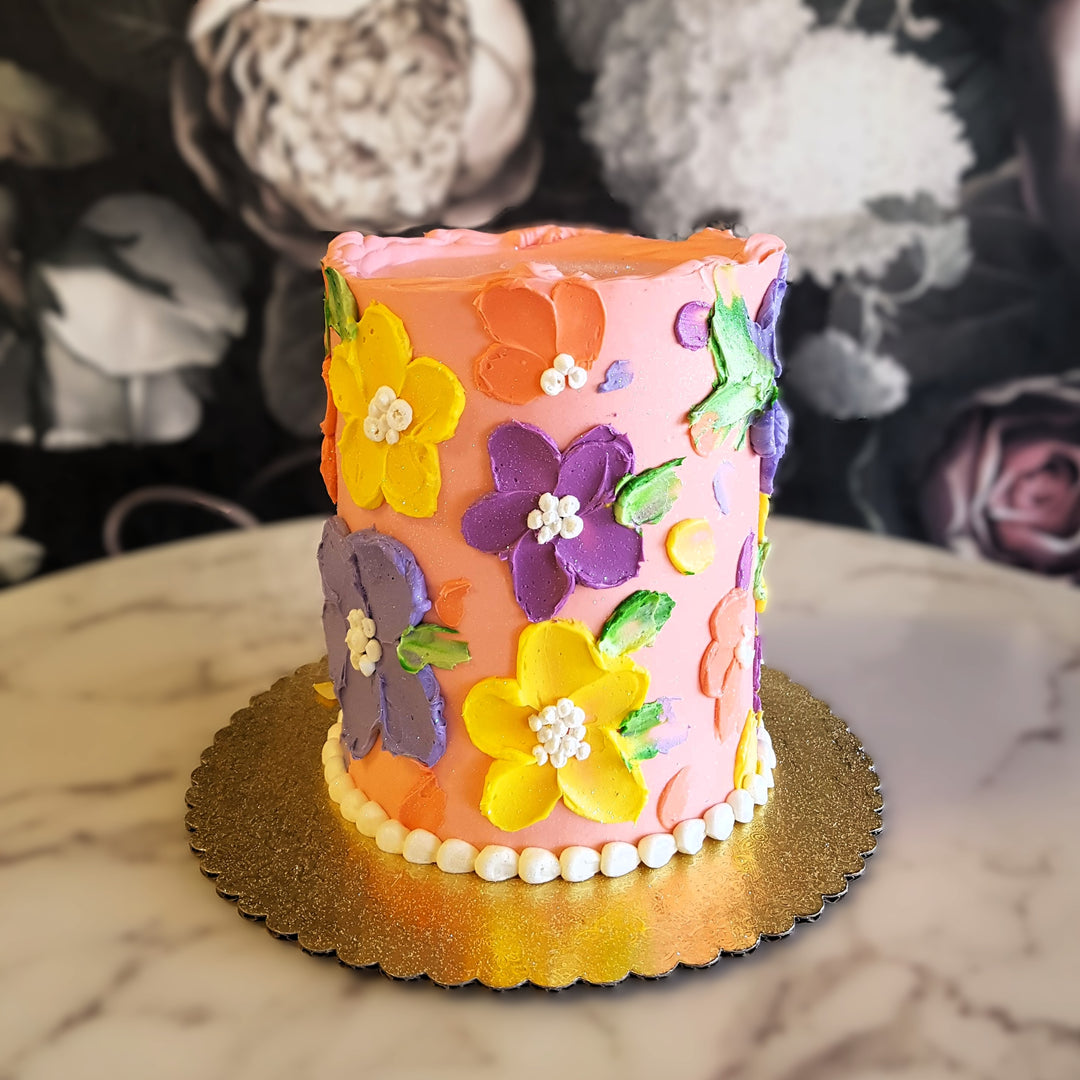 Spring themed cake, pastel floral cake, cake for girls, cake for easter, floral cake, cake delivery vegas, bakery near me, April birthday, March birthday, Aries cake, Taurus birthday, old lady cake, 50s women, 60th birthday, 65th birthday, mom's birthday
