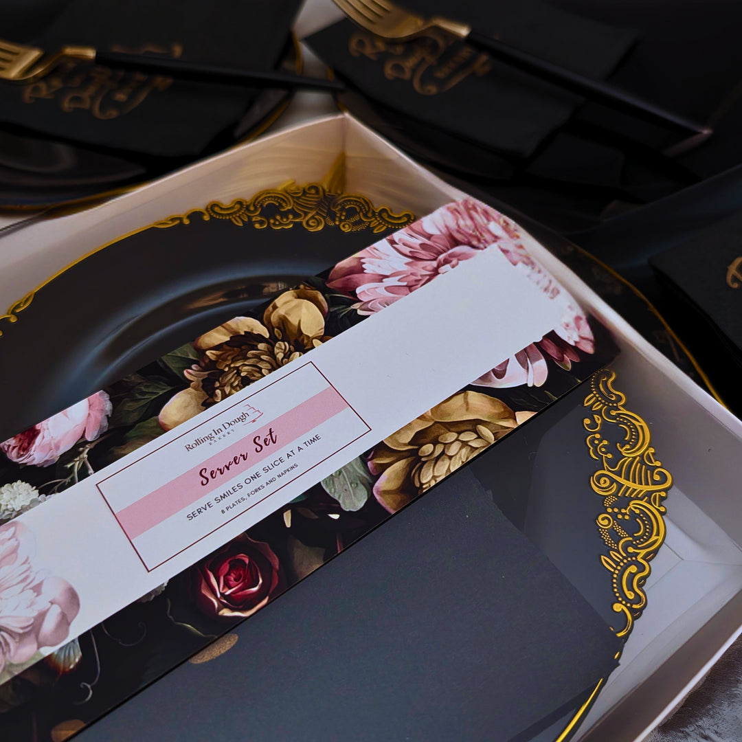 plates, forks, napkins