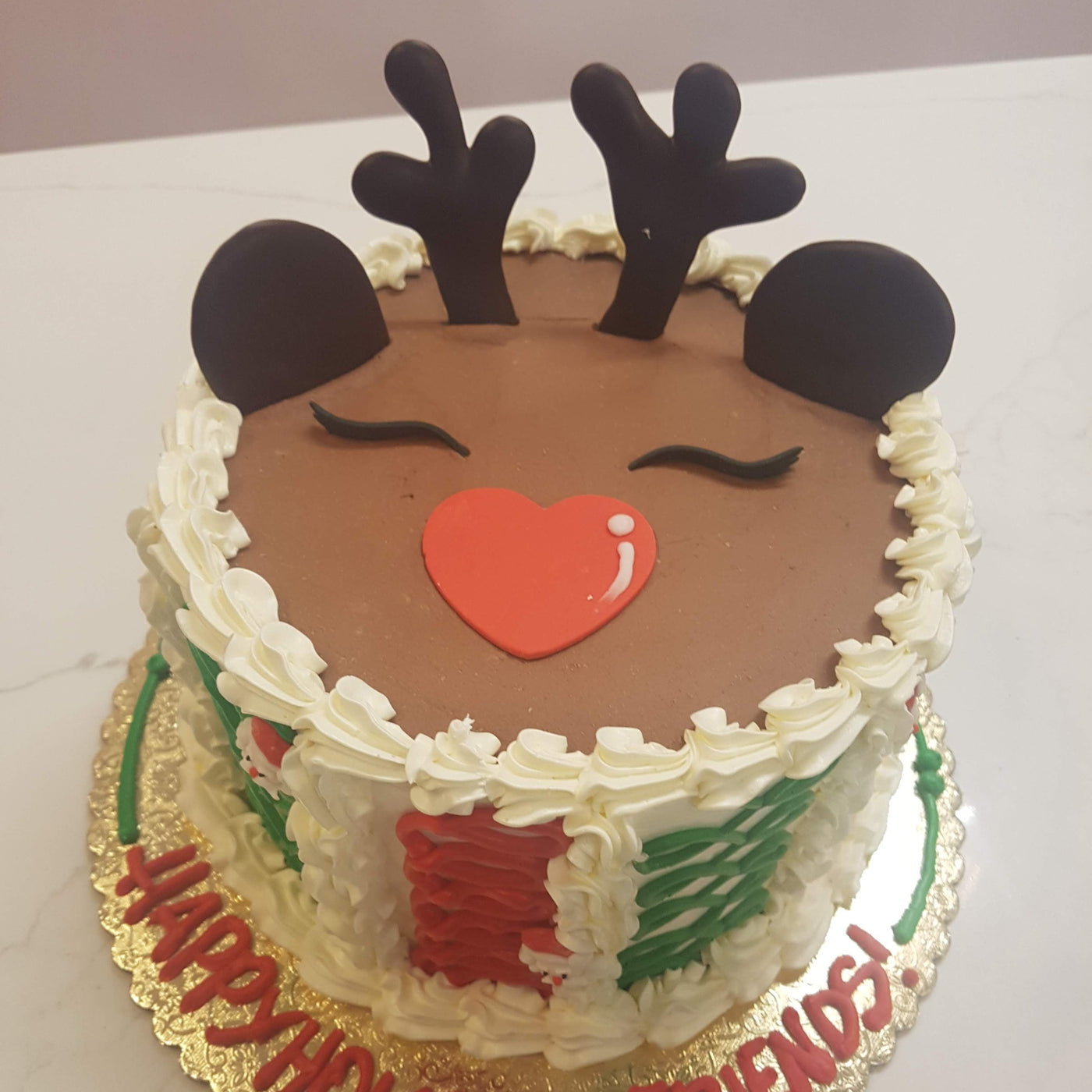 Rudolph the red nose reindeer cake, holiday office party, merry christmas, holiday party cake, non-denominational cake, festive holiday