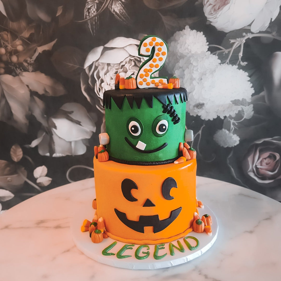 frankenstein's monster, jack-o-lanters, kids cake, halloween, spooky cake, halloween party, birthday halloween, vegas halloween, best cakes halloween, trending cake halloween