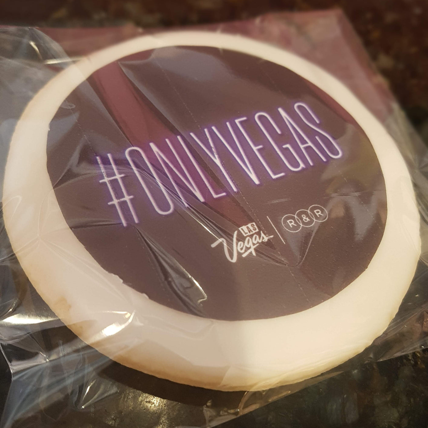 vegas sugar cookie, logo sugar cookie, company giveaway, corporate gifts, las vegas convention, wedding giveaway, photo cookie