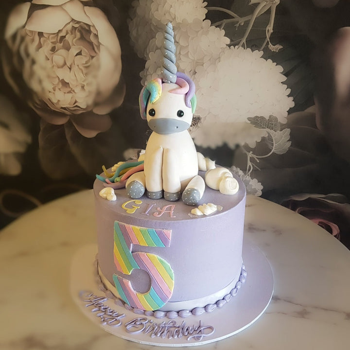 Rainbow Pastel Unicorn | Handcrafted Topper | Girls Trendy Cake