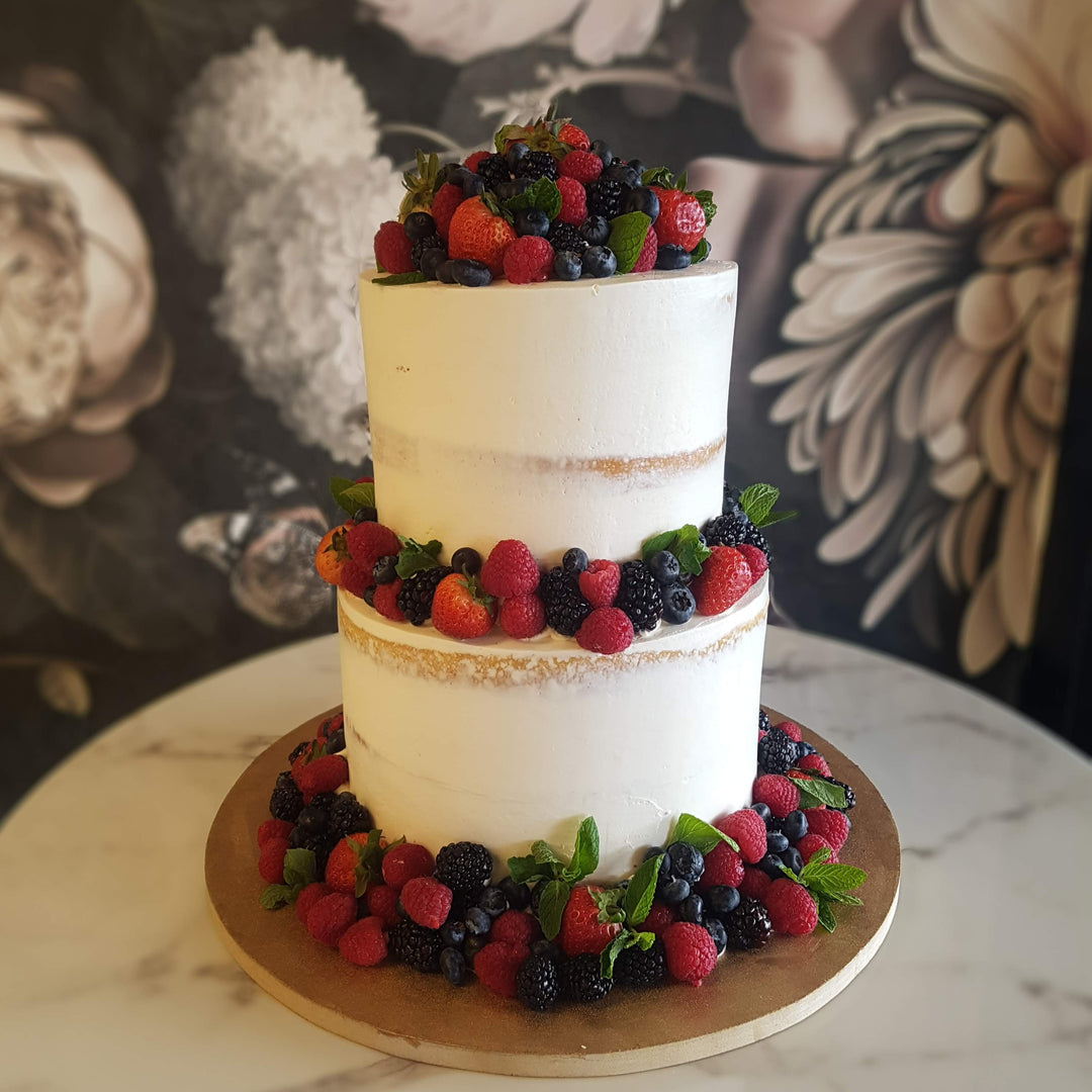 Berry fruit cake summer spring cake semi naked brunch cake 
