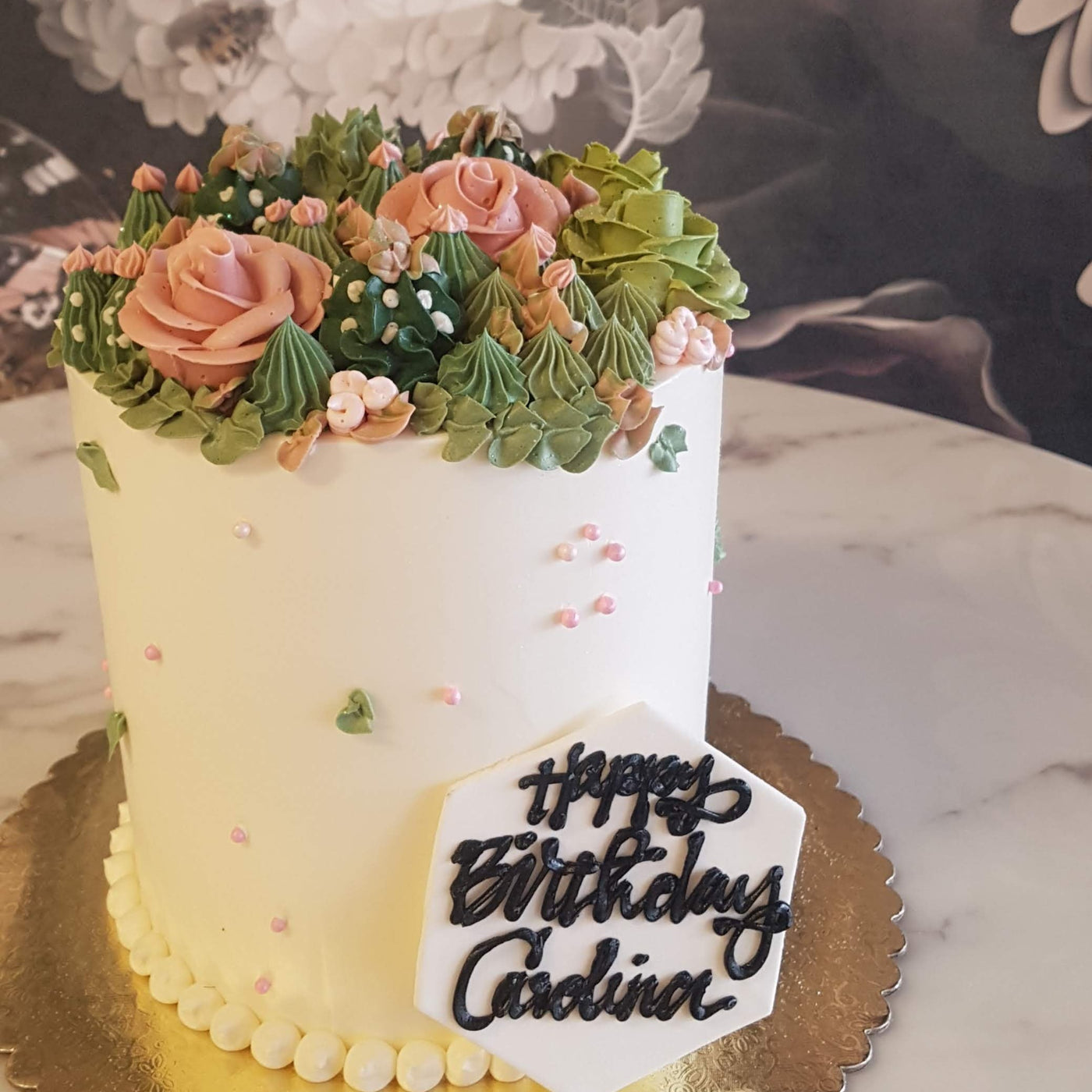 Succulents and Roses Cake | Cactus Boho Themed Cake | Rustic Desert
