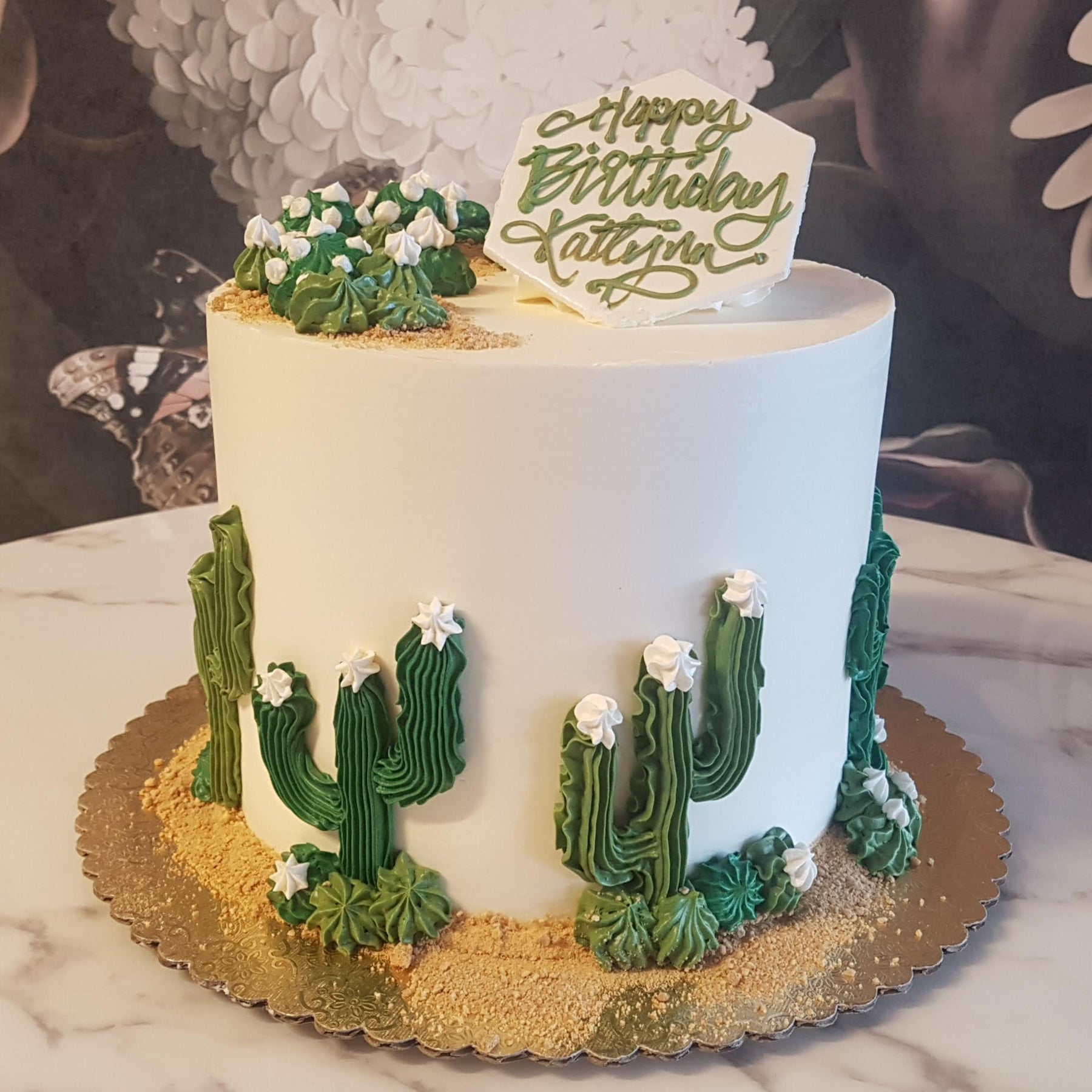 white cake with succulents Succulent Cactus Cake | Bestselling Desert Themed Cake