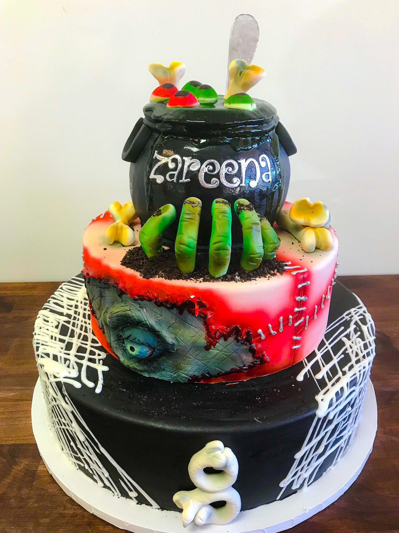 Witch cake, Zombie cake, spider cake, cauldron cake, scary, halloween design, party, vegas, best seller, trendy, favorite, boyfriend horror fan