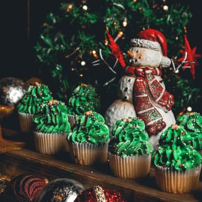 Christmas cupcakes, festive holiday cupcakes for office parties and classroom parties for kids and office, clinic gifts, corporate gifts