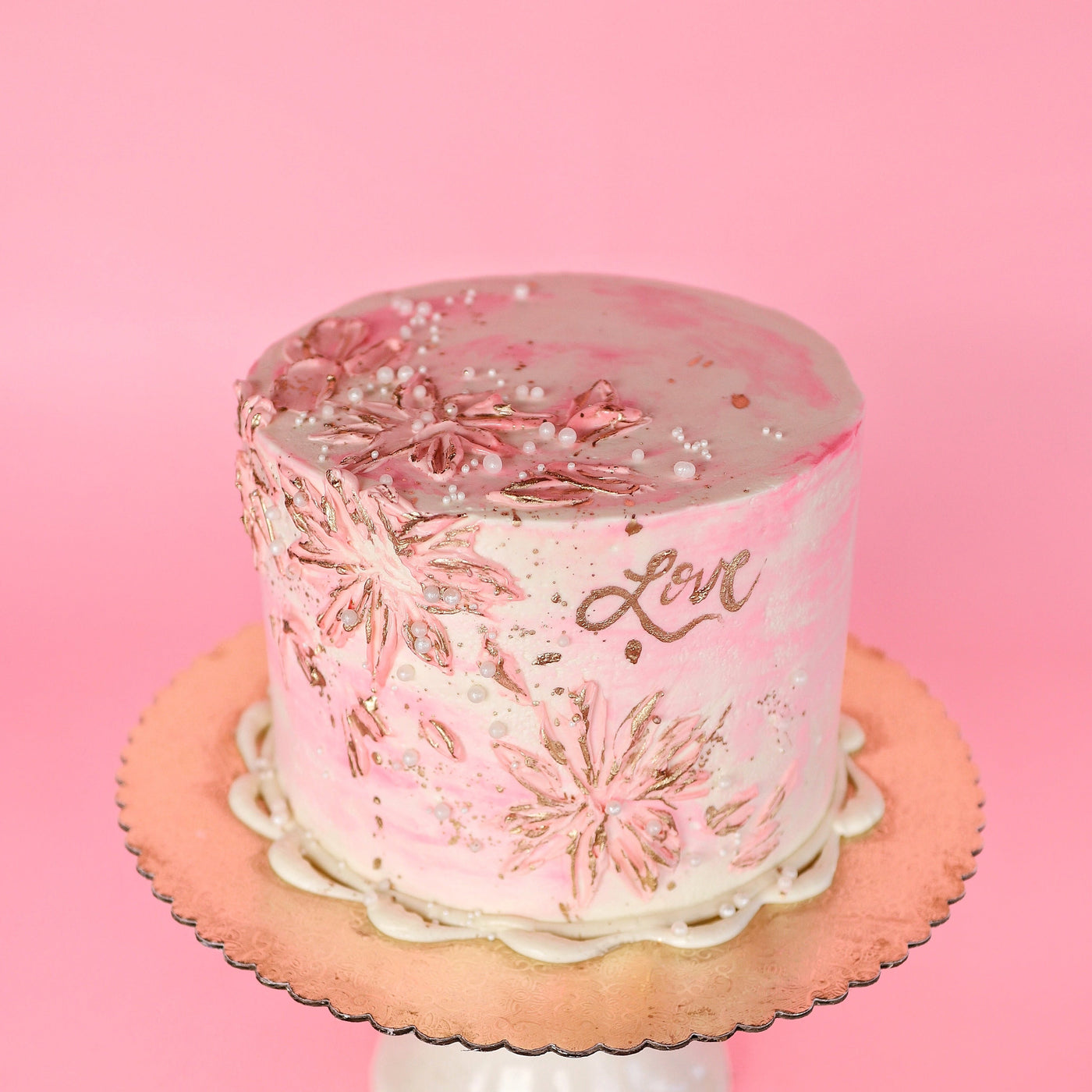 Buttercream Palette Knife Painted Rose Cake - YouTube