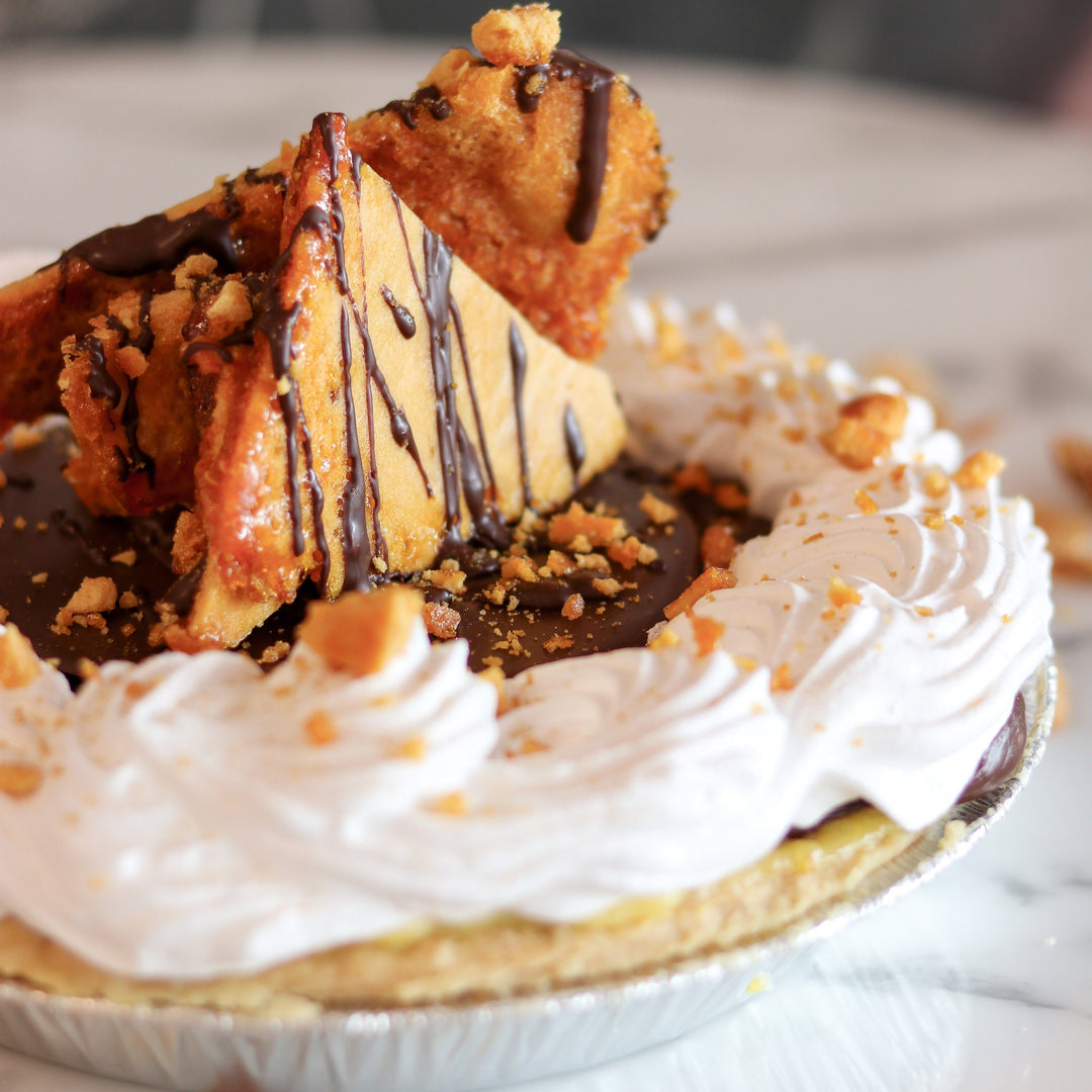 9" Peanut Butter Honeycomb Pie | Hearty and Homey Pie | GLUTEN FREE OPTION