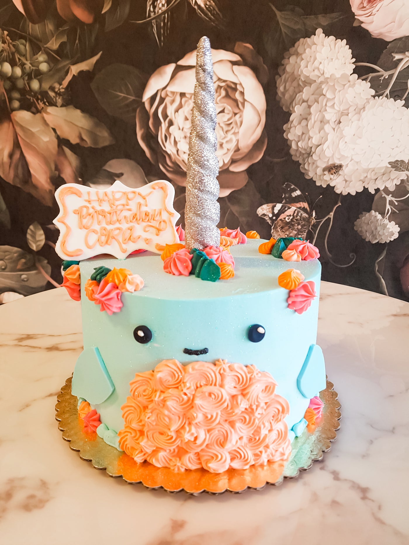 Narwhal cute girls cake, unicorn of the sea, trendy girls cake