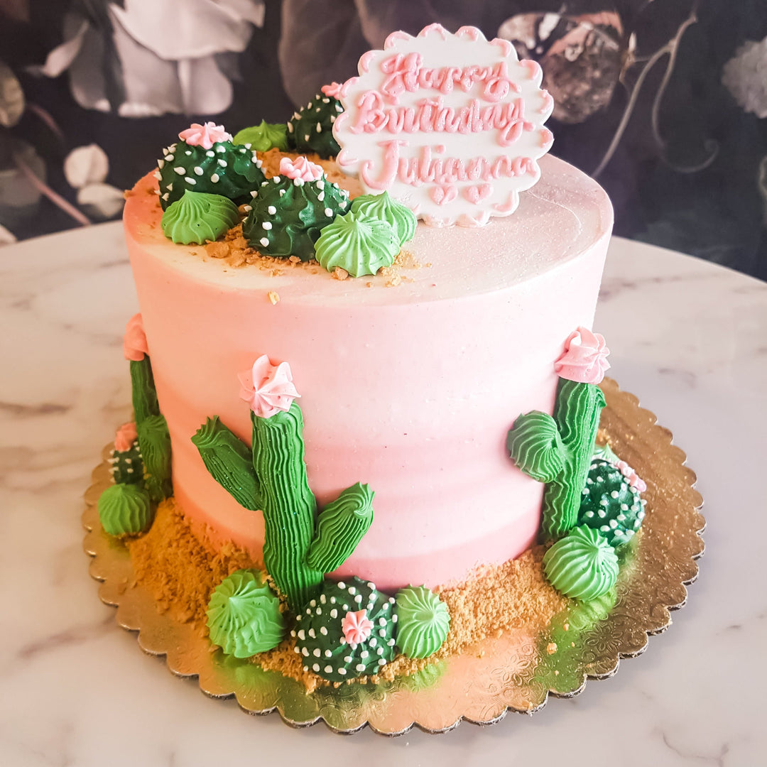 succulent boho cactus cake in las vegas, summerlin moms, kid's birthday party cake