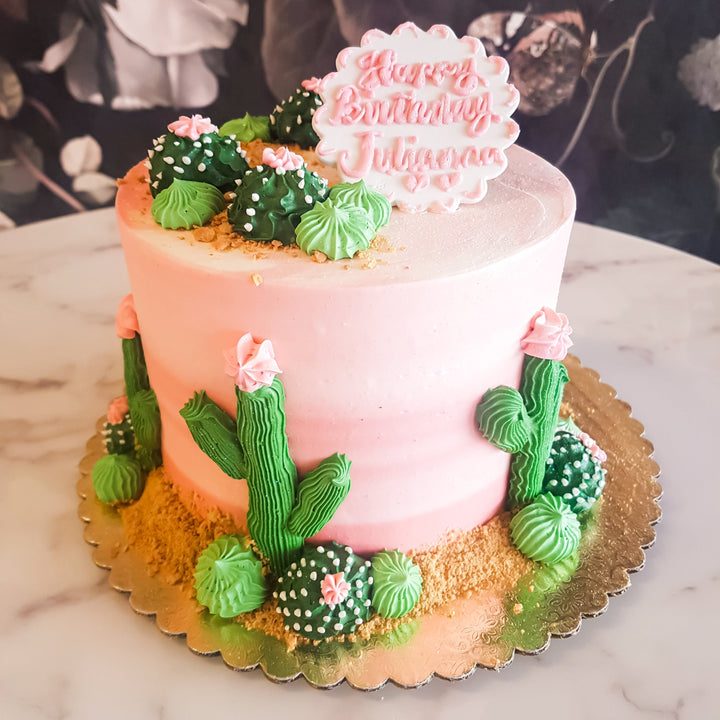 succulent boho cactus cake in las vegas, summerlin moms, kid's birthday party cake