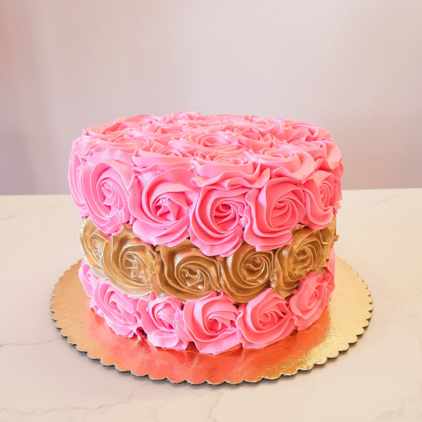 gold peek-a-boo cake, rosette cake, baby shower cake, its a girl cake, it's a boy, cake, oh baby cake, elopement cake